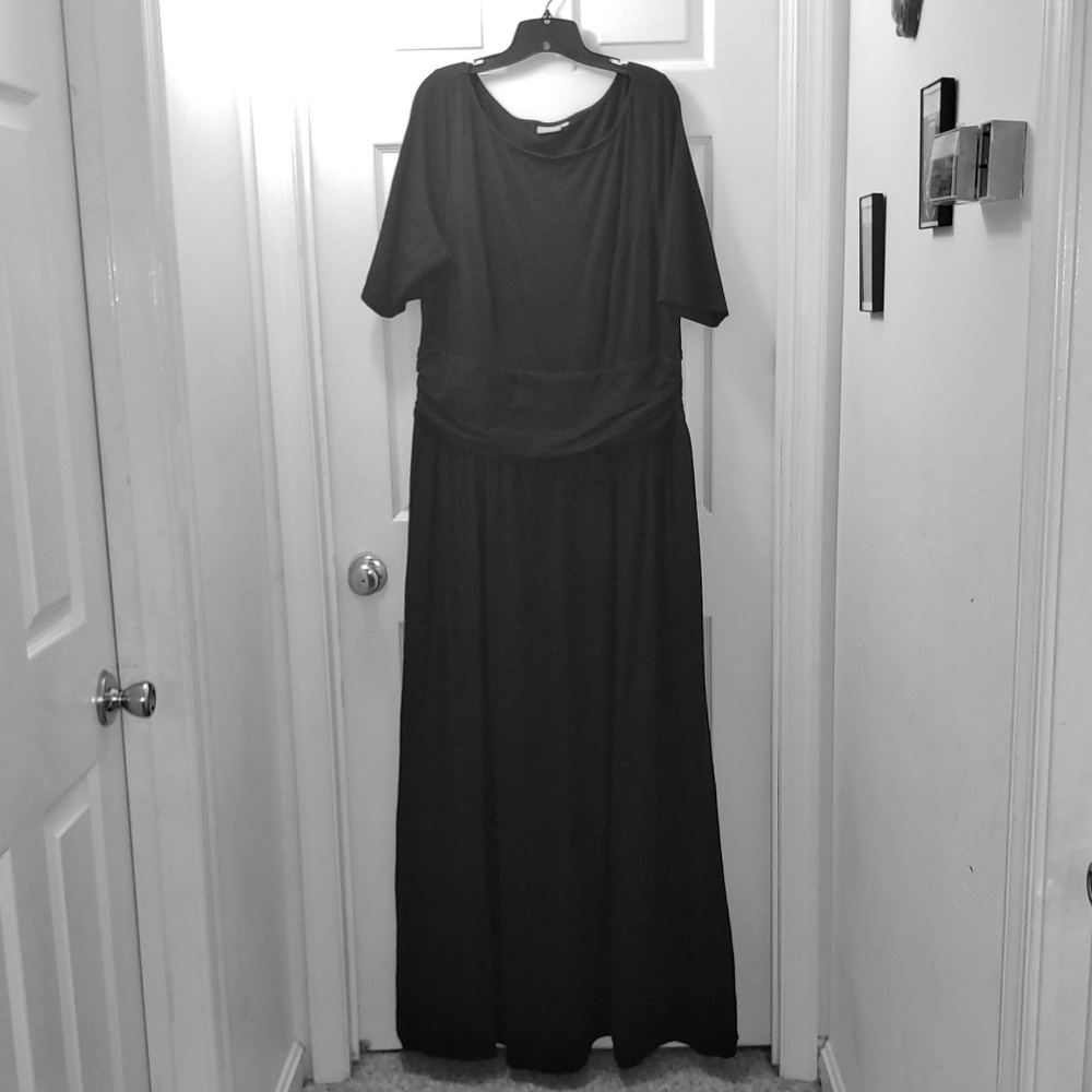 eShakti black cotton knit maxi dress
